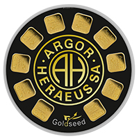 Goldseed Spezial-Goldbarren von Argor Heraeus mit 10 einzeln entnehmbaren 1g Goldbarren
